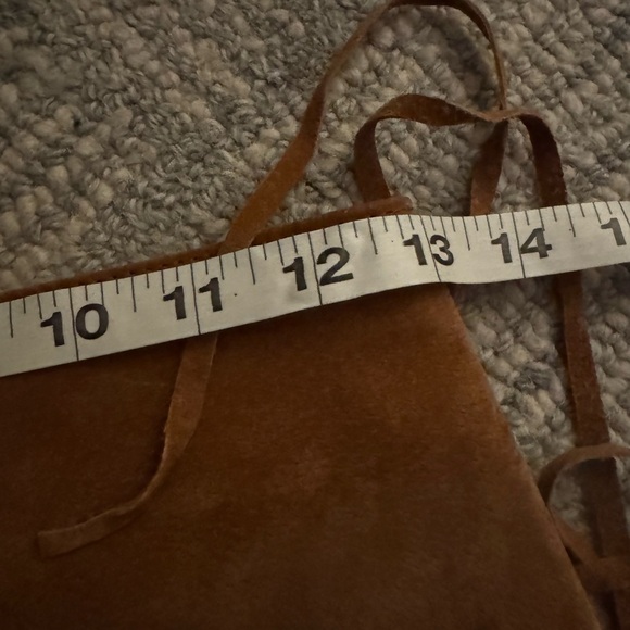 ASOS DESIGN real suede mini skirt with fringing detail in tan - Picture 10 of 12